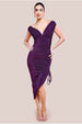 Off The Shoulder Drawstring Side Midi - Magenta by Goddiva