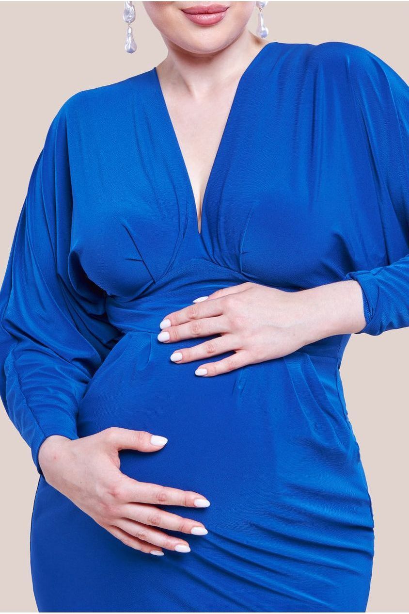 Maternity Batwing Sleeve Midi Dress - Royal Blue DR3647MAT