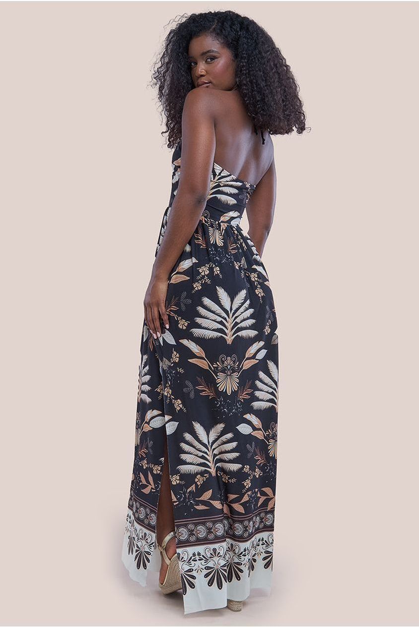 Printed Tie Back Maxi - Black DR3663