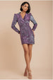 Iridescent Foil Print Blazer Mini Dress - Silver by Goddiva