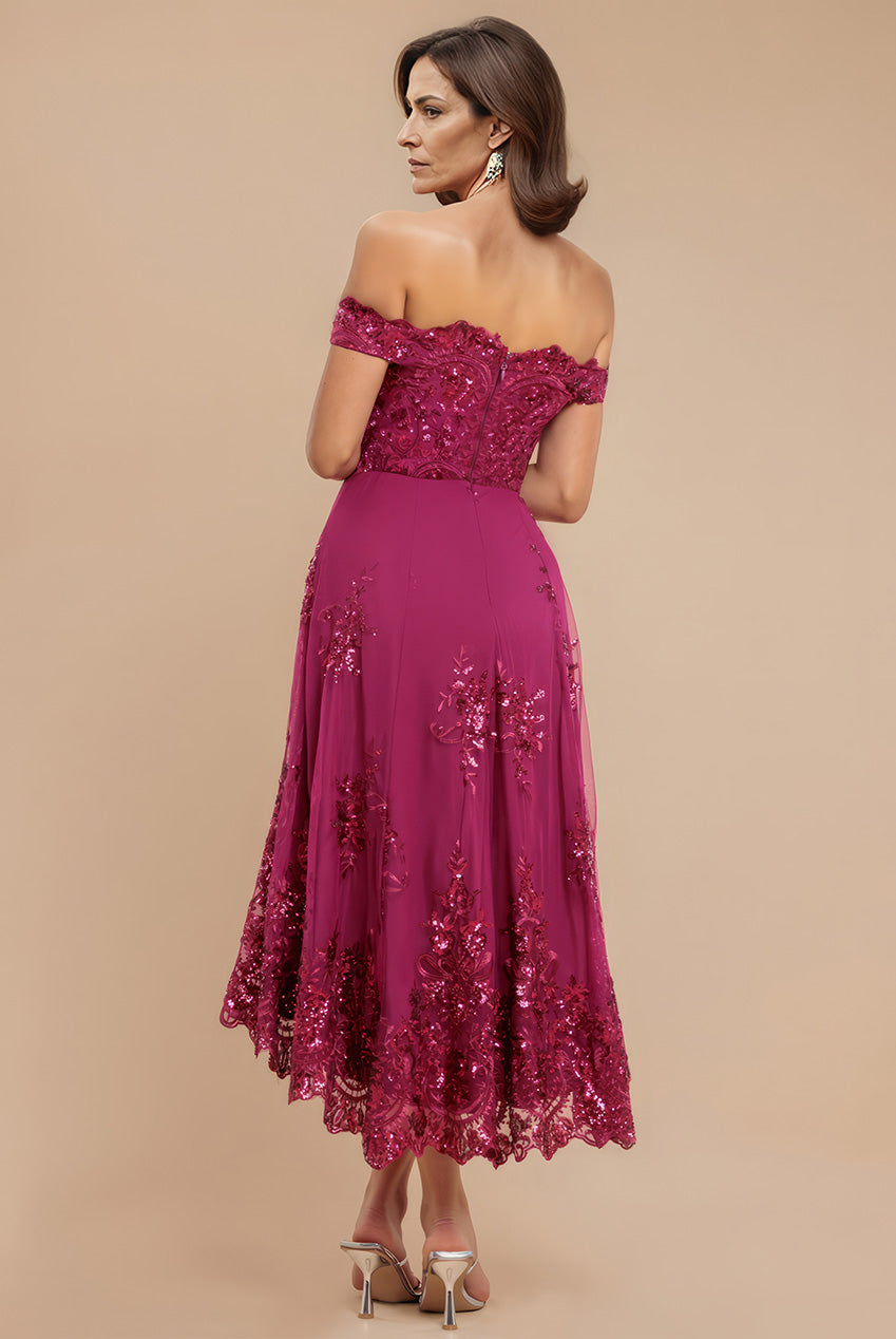 Bardot Sequin & Lace High Low Midi - Magenta DR3675M