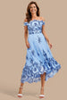 Bardot Sequin & Lace High Low Midi - Blue by Goddiva