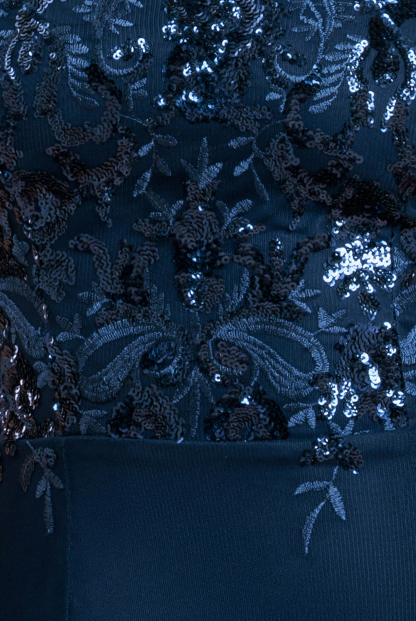 Bardot Sequin & Lace High Low Midi - Navy Blue DR3675M
