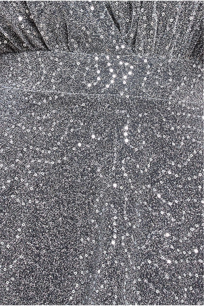 Sequin Lurex Flutter Sleeve Maxi Dress - Silver DR3680