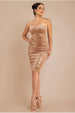Bandeau Sequin & Velvet Midi Dress - Champagne by Goddiva