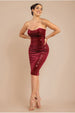 Bandeau Sequin & Velvet Midi Dress - Wine by Goddiva