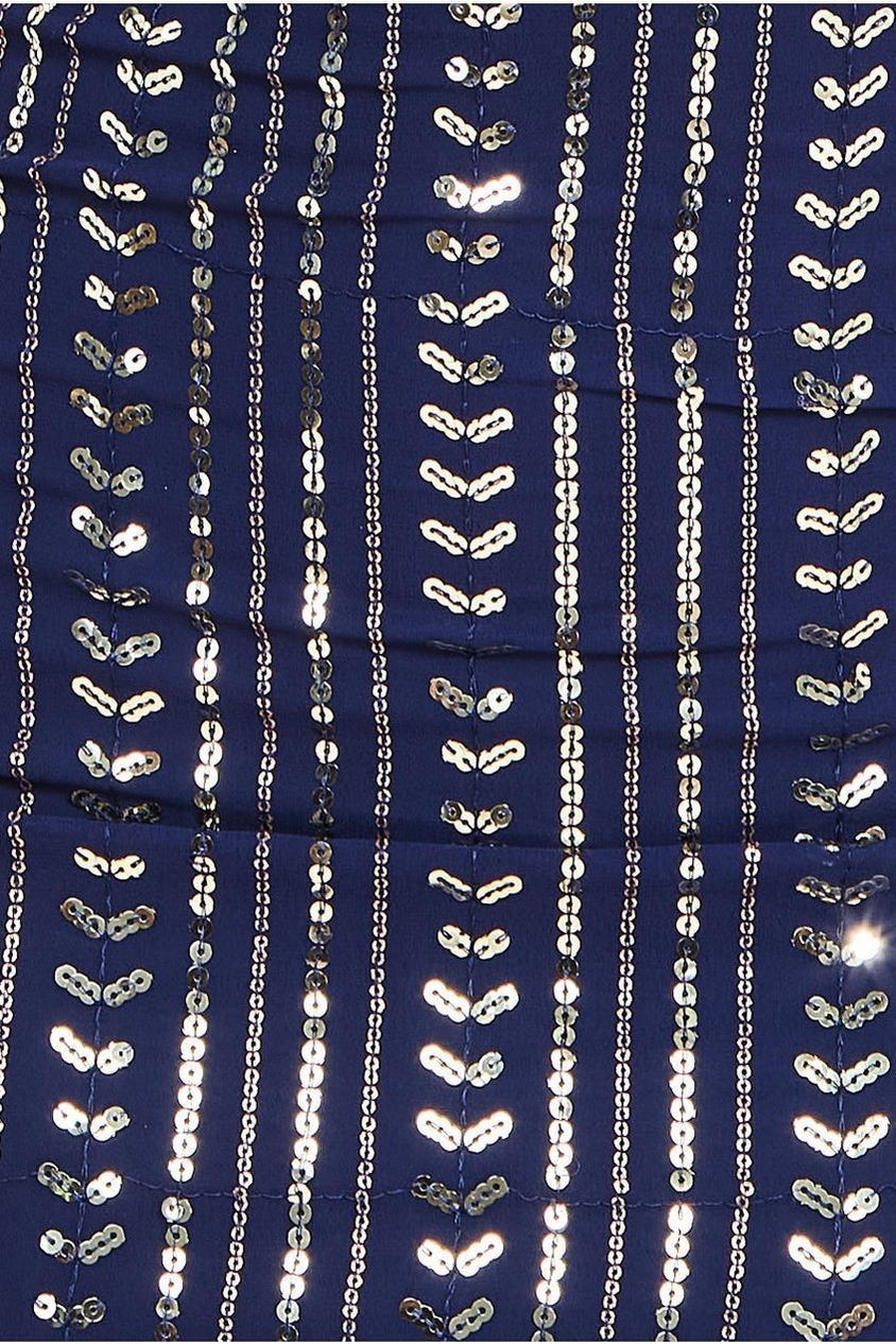 Patterned Sequin Cut Out Midi Dress - Navy DR3756