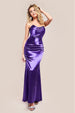 Satin Bandeau Maxi Dress - Purple by Goddiva