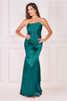 Satin Bandeau Maxi Dress - Emerald Green by Goddiva