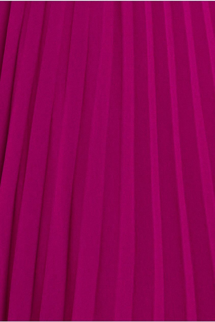 Embroidered Top Chiffon Pleated Midi - Magenta DR3802