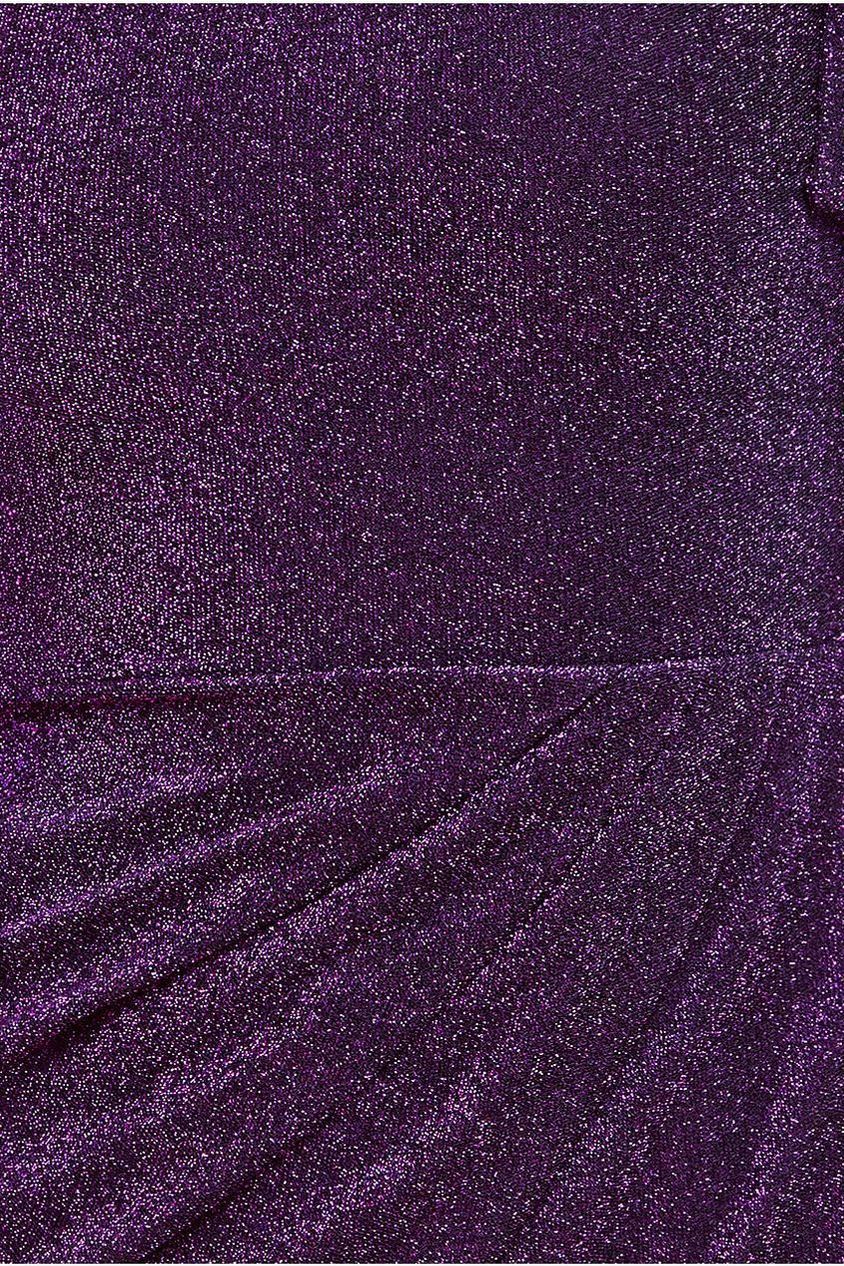 One Sleeve Frill Lurex Midi Dress - Purple DR3806