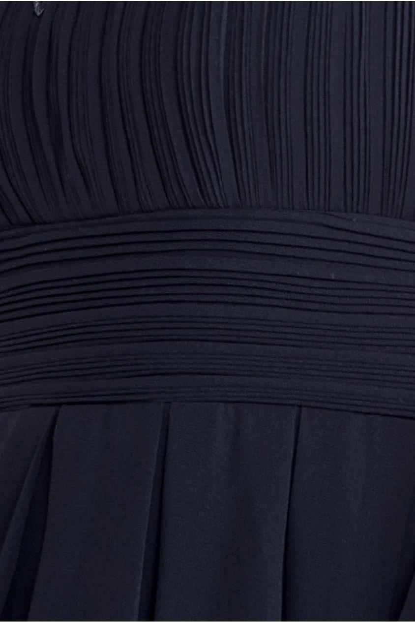 Crochet & Pleated Top High Low Maxi - Black DR3820