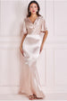 Satin Viscose Cowl Neck Maxi With Train - Champagne by Goddiva