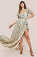 Wrap Printed Chiffon Maxi Dress - Snakeprint by Goddiva