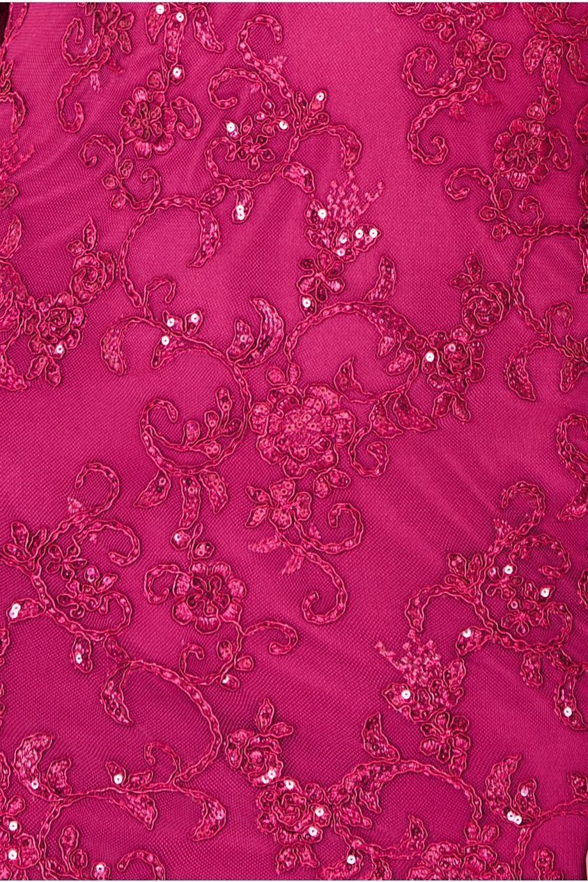 Scalloped Lace Maxi Dress - Burgundy DR3897