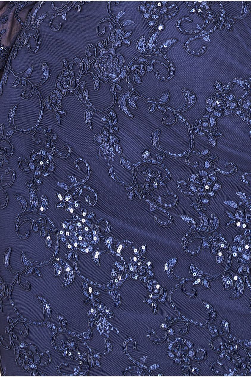 Scalloped Lace Maxi Dress - Navy DR3897