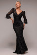 Scalloped Lace Maxi Dress - Black by Goddiva