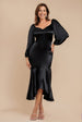 Satin Viscose Front Buttoned Dipped Hem Midaxi Dress - Black by Goddiva