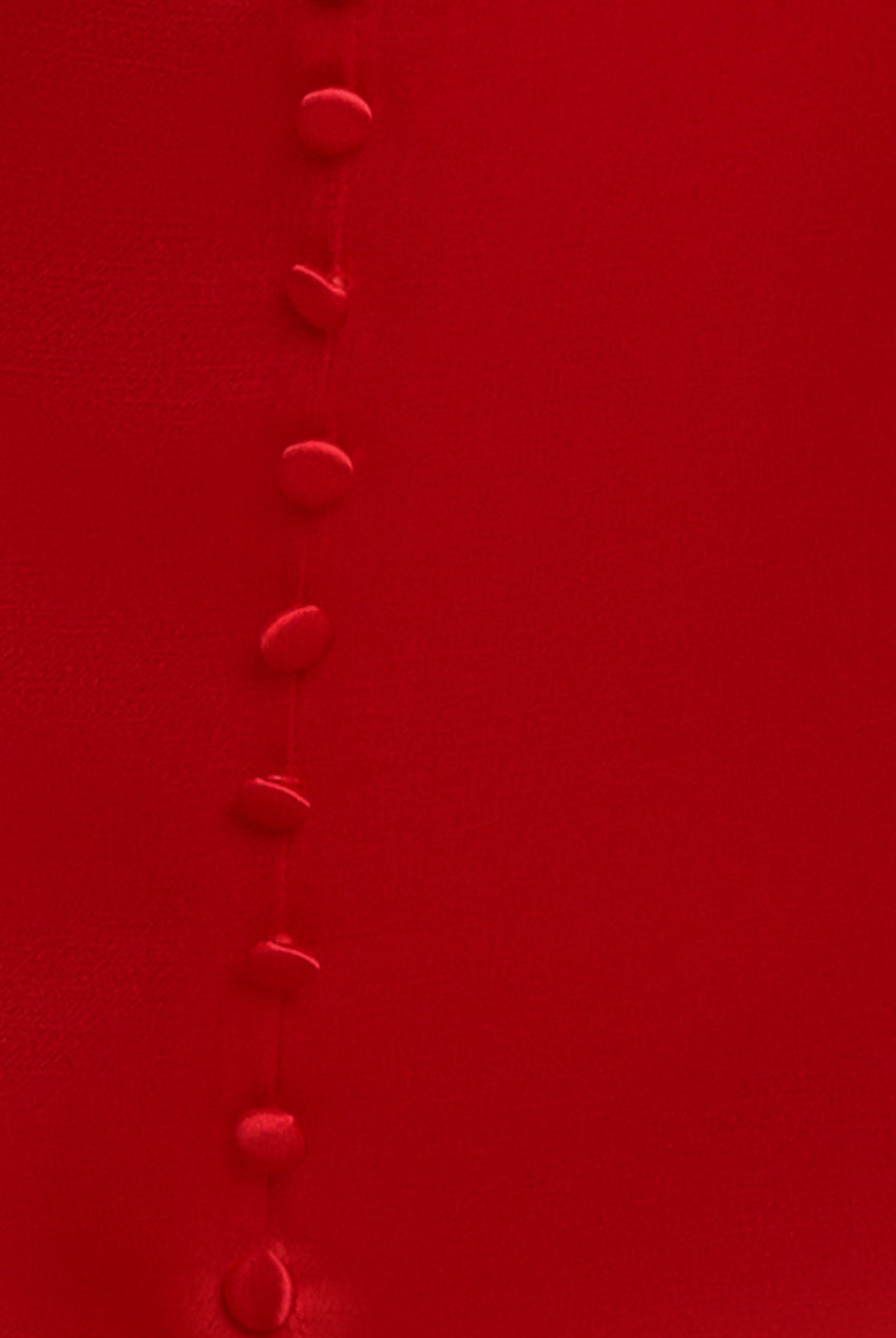 Satin Viscose Front Buttoned Dipped Hem Midaxi Dress - Red DR3899M