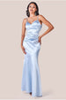 Cowl Back Satin Maxi Dress - Blue by Goddiva