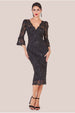 Sequin Scallop Lace Midi Dress - Black by Goddiva