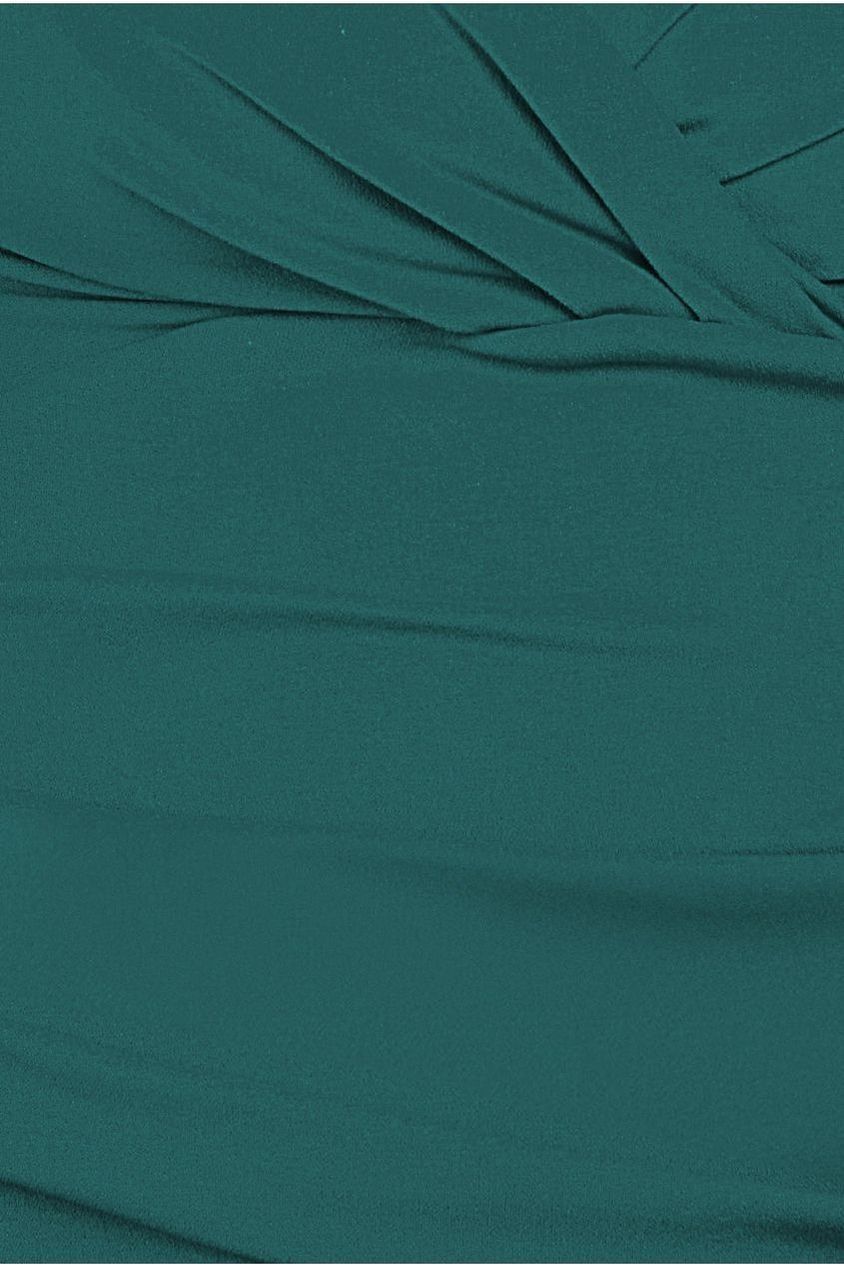 Front Wrap Pleated Scuba Maxi Dress - Emerald Green DR3975