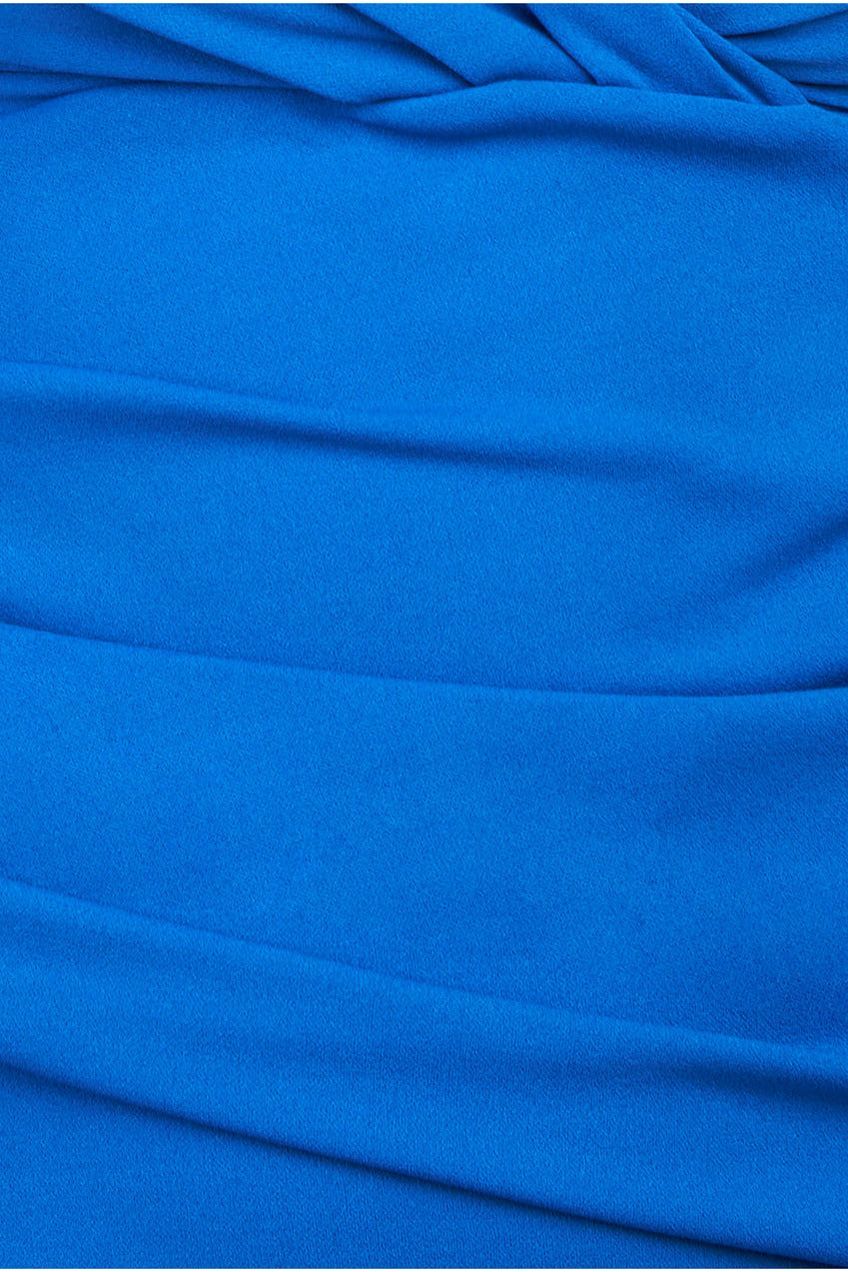 Front Wrap Pleated Scuba Maxi Dress - Royal Blue DR3975