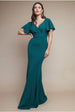 Flared Sleeve Front Wrap Maxi Dress - Emerald Green by Goddiva