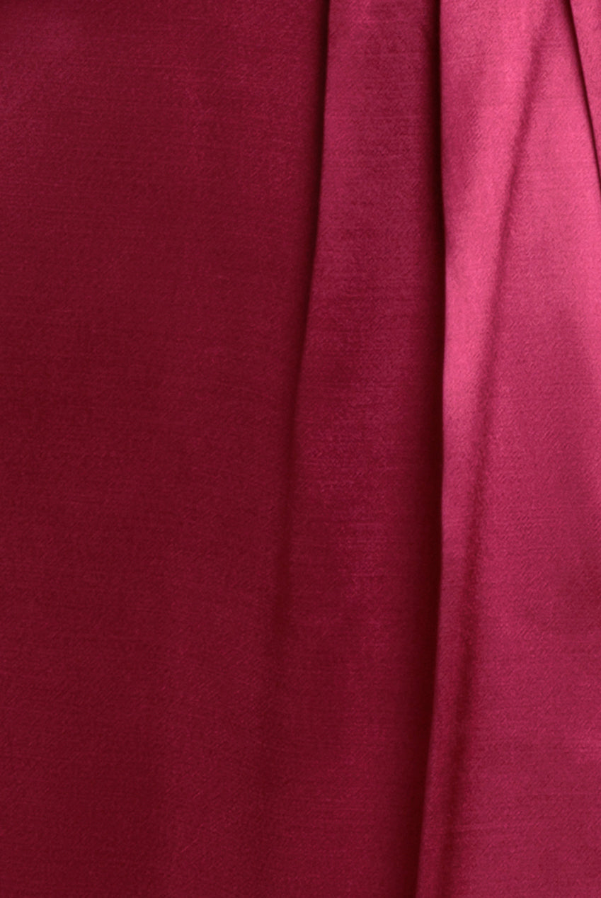 Satin Viscose Front Wrap Midaxi Dress - Burgundy DR4002M