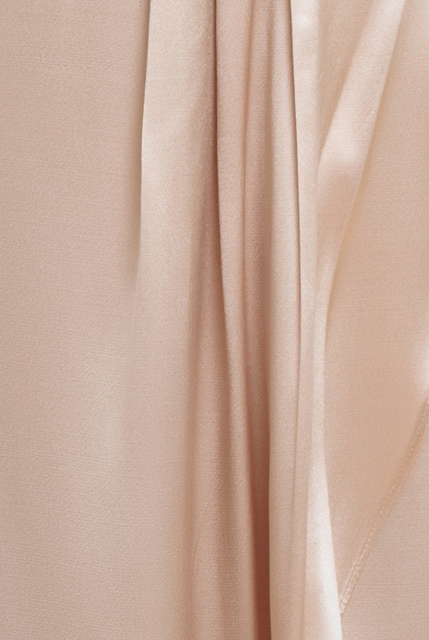 Satin Viscose Front Wrap Midaxi Dress - Champagne DR4002M