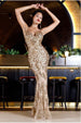 Cross Back Diamante Strap Sequin Maxi - Gold by Goddiva