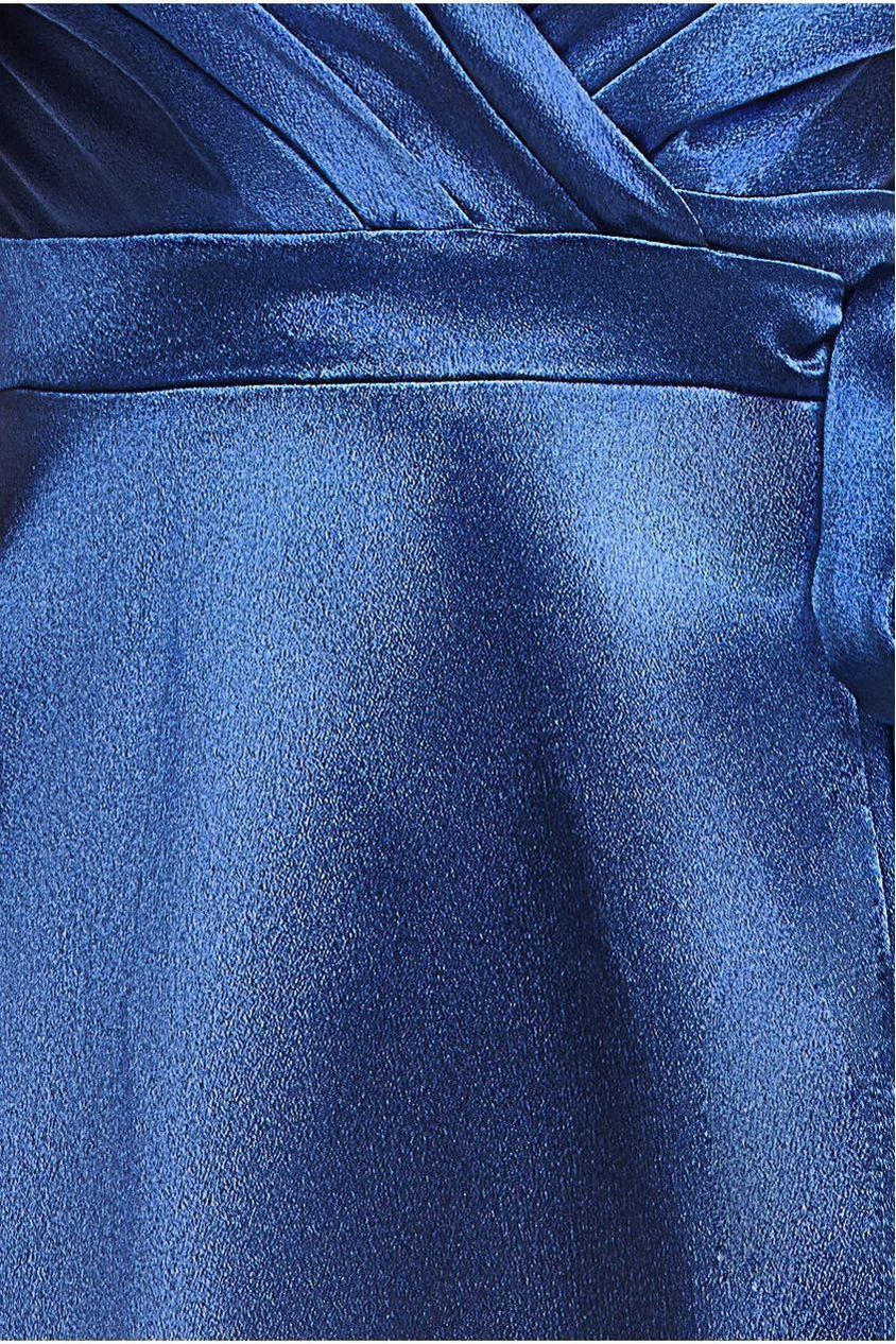 Cowl Bardot Satin Twill Maxi Dress - Navy DR4010