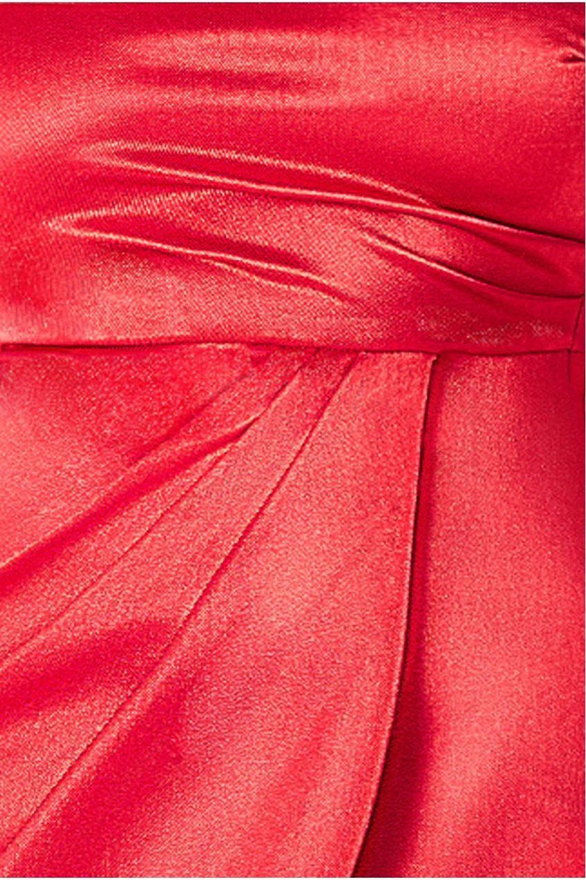 Cowl Bardot Satin Twill Maxi Dress - Red DR4010
