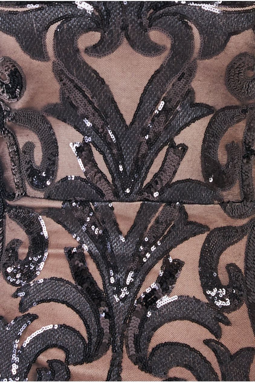 Square Neck Scalloped Lace Maxi - Black DR4016