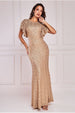Sequin Flutter Sleeve Maxi - Gold by Goddiva