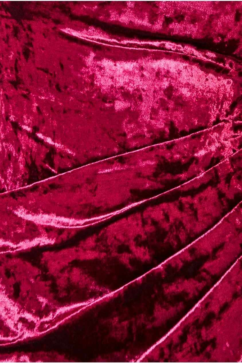 Flared Hem Ice Velvet Midi  - Burgundy DR4028