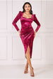 Flared Hem Ice Velvet Midi  - Burgundy by Goddiva