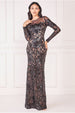Floral Sequin Mesh Maxi - Black by Goddiva