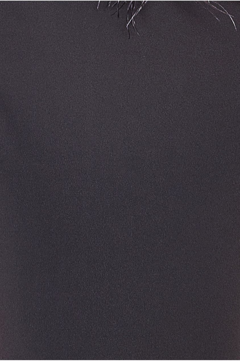 Racer Neck Scuba Crepe Feather Sleeve Maxi - Black DR4052