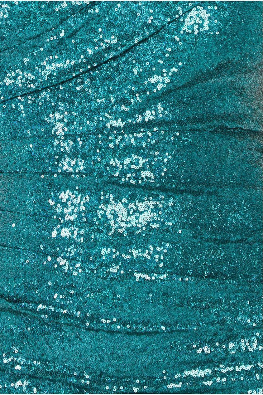 One Shoulder Sequin Evening Maxi - Emerald Green DR4069