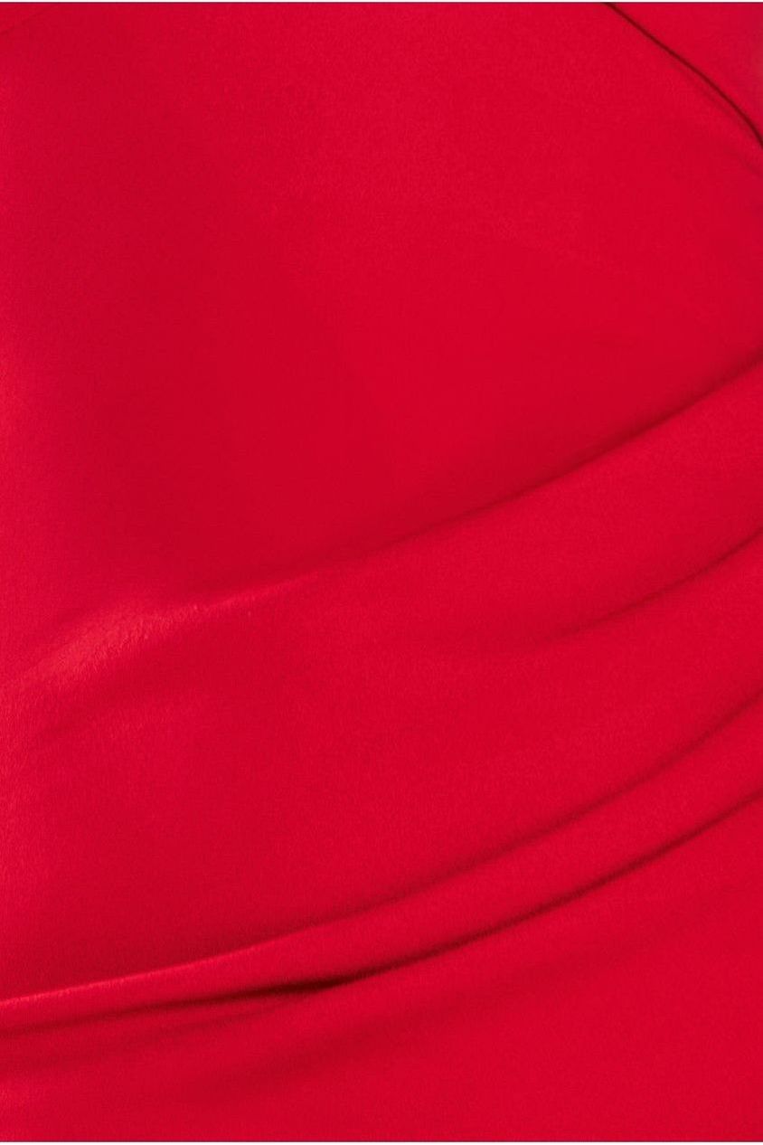 Fan Pleated Bardot Scuba Crepe Maxi - Red DR4070