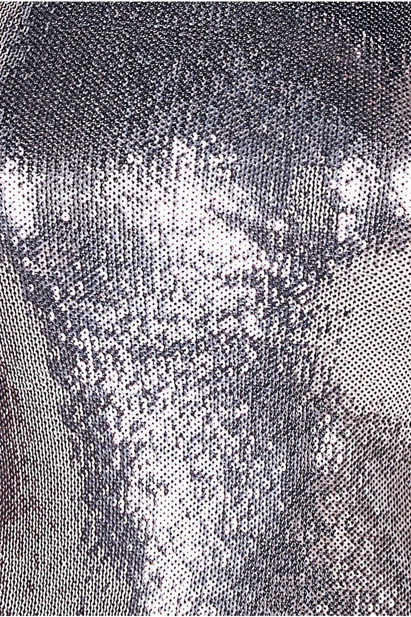 Liquid Sequin Halterneck Mini With Corsage - Silver DR4125