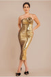 Liquid Sequin Boobtube Midaxi With Corsage - Gold by Goddiva