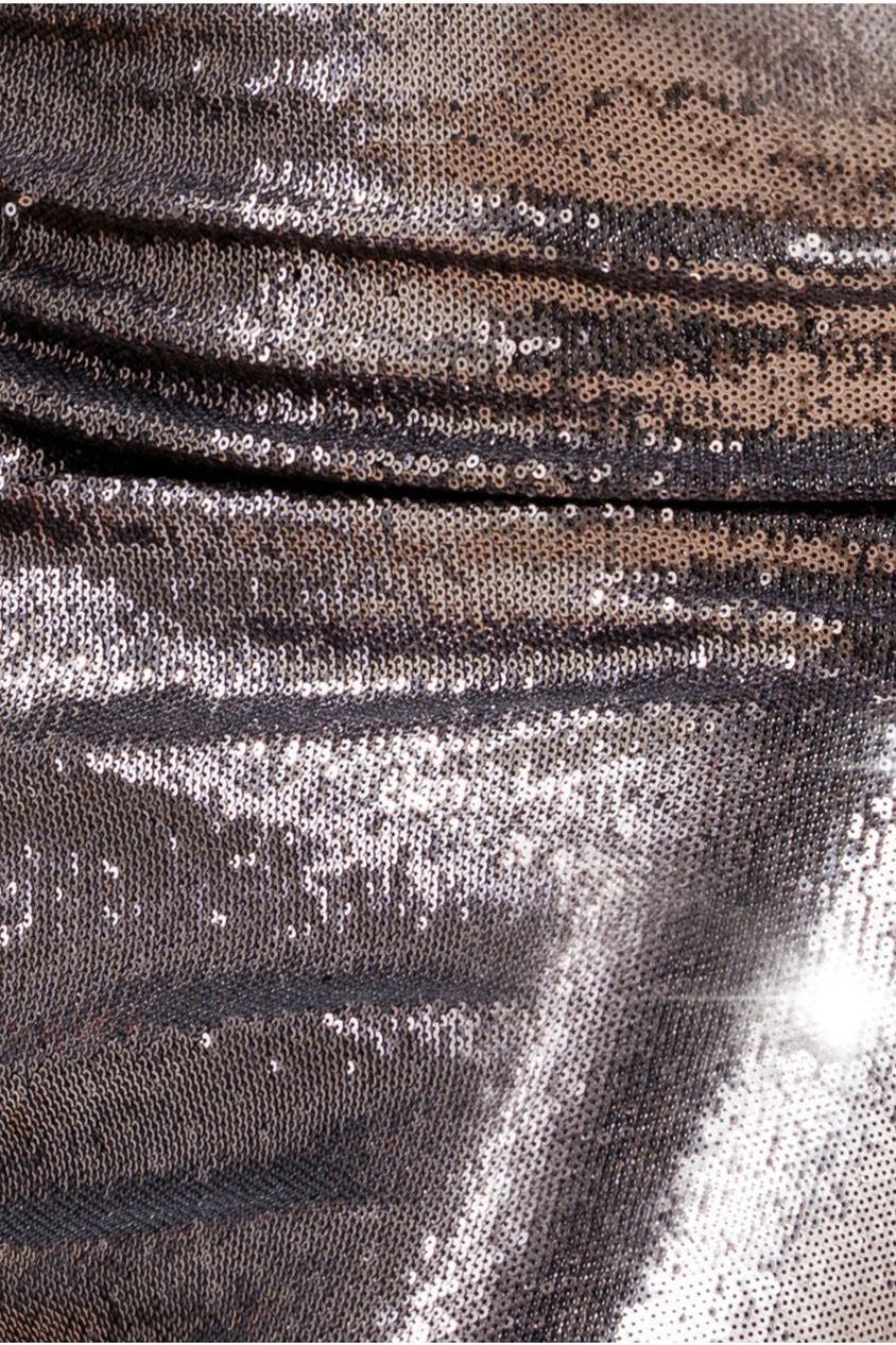 Liquid Sequin Boobtube Midaxi With Corsage - Silver DR4126