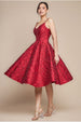 Jacquard Sleeveless A-line Midi Dress - Red by Goddiva