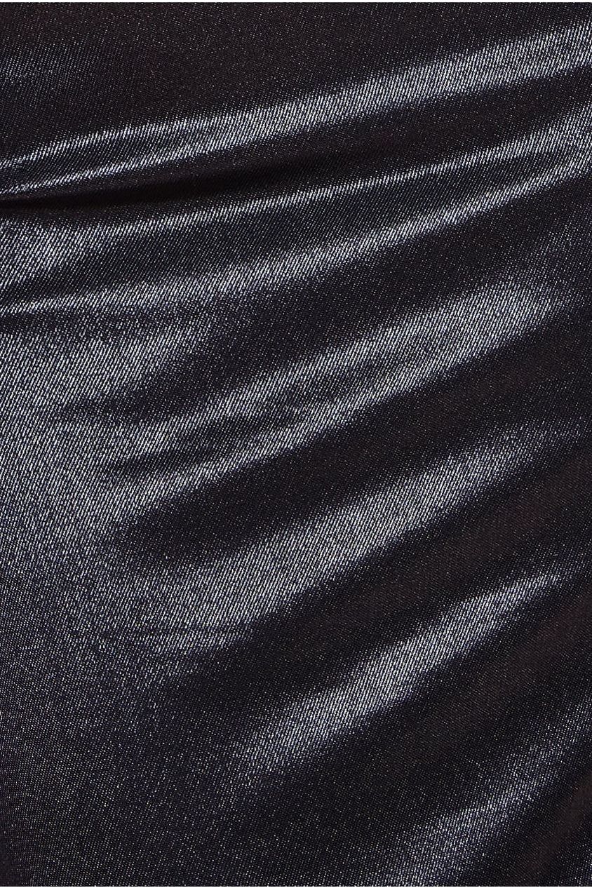 Lace Neck Satin Twill Maxi Dress - Black DR4195