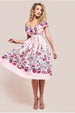 Bardot Floral Print A-Line Scuba Foam Midi Dress - Blush by Goddiva