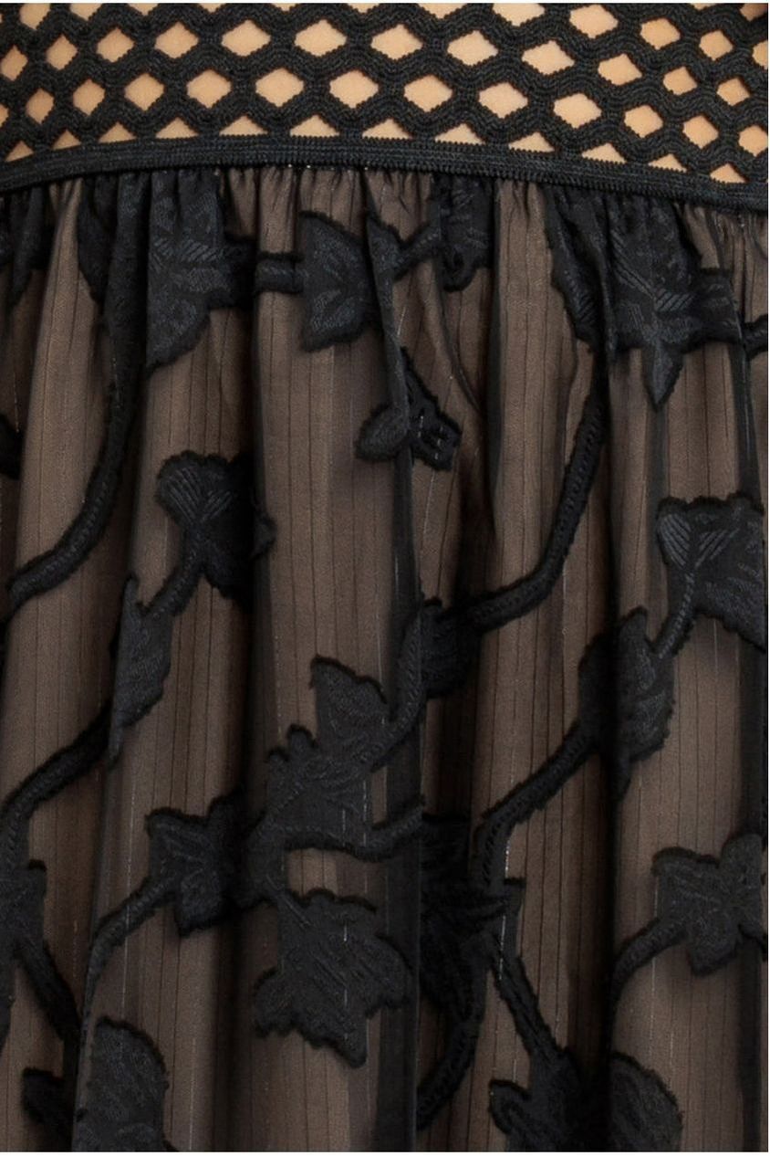 Jacquard Lurex Burnout Front Split Maxi Dress - Black DR4298