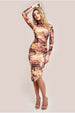 Asymmetric Gathered Skirt Midi Dress - Orange by Goddiva