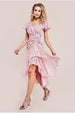 Printed Wrap High And Low Midaxi Dress - Blush by Goddiva